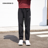 Converse匡威兒童裝男童褲子春秋兒童運動褲小學生修身長褲秋冬季束腳褲子 正黑色-梭織秋季 140 /60 【建議身高128-140cm】