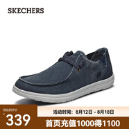 斯凱奇（Skechers）男鞋夏季商務休閑鞋季百搭時尚帆布鞋舒適復古一腳蹬66387 藍色/BLU 43