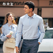 布先生男裝新款秋裝絲光棉長(cháng)袖t恤男士商務(wù)休閑上衣T恤衫BT3769 水云藍 L (175)