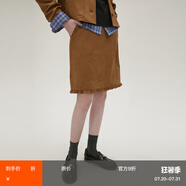 fano studios范洛焦糖色半身裙女2025年春季新款時髦復(fù)古羊皮絨荷葉邊氣質(zhì)短裙 焦糖色 M （15天內(nèi)發(fā)貨）