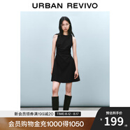 UR2025春季新款女摩登氣質(zhì)褶皺收腰顯瘦無(wú)袖連衣裙UYY750030 黑色 XL