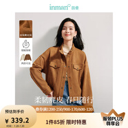 茵曼（INMAN）秋季外套女裝2025新款復(fù)古麂皮絨休閑高級(jí)寬松長(zhǎng)袖小個(gè)子夾克上衣 咖啡色 L
