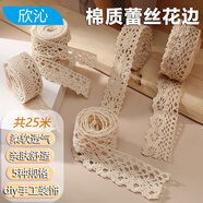 欣沁花邊棉質(zhì)蕾絲花邊手工diy裝飾帶布料桌布窗簾輔料米白色5條 25米