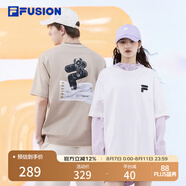 FILA FUSION斐樂潮牌情侶款短袖衫時尚寬松短袖T恤男女 標(biāo)準(zhǔn)白-WT S
