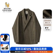 William fox&sons新復(fù)古回潮仿麂皮絨小西服男輕商務(wù)復(fù)古寬松易打理便西休閑西裝男 咖色(雙排扣） 2XL /54
