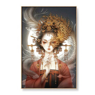 山頭林村【官方直銷】半面妝數(shù)字油畫唯美古風(fēng)人物diy手繪填色打發(fā) 5486 黑色外框+顏料畫筆(可以掛墻上)C