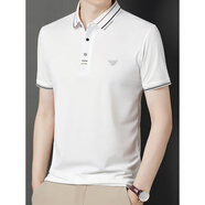 EMPORIO ARMANI EA7阿瑪尼冰·絲短袖t恤男夏季中年純色半袖體恤Polo打底衫爸爸裝 白色 L 170【合適120-135斤】