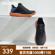 斯凱奇（Skechers）男鞋夏季百搭休閑鞋運動鞋一腳蹬減震舒適透氣網(wǎng)面鞋 黑色/海軍藍(lán)色/65867-BKNV 42