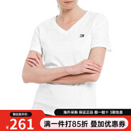 Tommy Hilfiger湯米女裝 短袖T恤女士新款V領(lǐng)衫美碼偏大一碼（香港現貨） 白色/WHITE XL