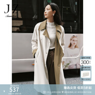 玖姿·安娜蔻商務(wù)通勤OL撞色H型設計感長(cháng)款風(fēng)衣外套女秋款 米白 L