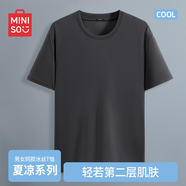 名創(chuàng)優(yōu)品（MINISO）冰絲短袖t恤男士夏季涼感透氣半袖學生休閑百搭男裝運動速干衣服 深灰(純色) L 175(體重120-140斤左右)