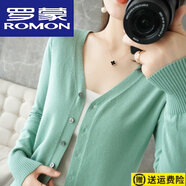 羅蒙（ROMON）23年新款【70-200斤】毛衣外套女春秋針織衫韓版打底V領(lǐng)外搭開衫 薄荷綠  5XL 150-160斤