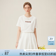 范思藍(lán)恩涼感正肩圓領(lǐng)短袖T恤女白色牙刷繡字母索羅娜24FS11355 白色 XS