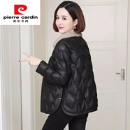 皮爾卡丹（pierre cardin）品牌輕薄棉服女冬新款時(shí)尚棉衣休閑短款外套小棉襖小個(gè)子 黑色 2XL 建議130-145斤