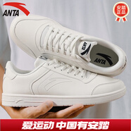 安踏（ANTA）板鞋女鞋夏季低幫白色百搭厚底休閑鞋厚底增高輕便運(yùn)動(dòng)鞋女 象牙白-1 36