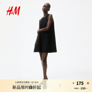 H&M女裝連衣裙2025夏季新款寬松法式通勤直筒a字版型連衣裙1292353 黑色 L 170/104