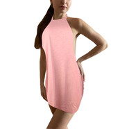 UKUHPK歐美性感掛脖連衣裙時(shí)尚包臀裙吊帶無(wú)袖緊身露背沙灘裙 2183 掛脖綁帶裙 粉色 XL