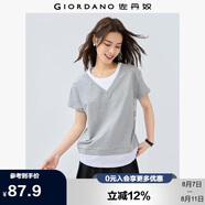 佐丹奴短袖T恤女純棉街頭風(fēng)假兩件撞色圓領(lǐng)休閑上衣05325454