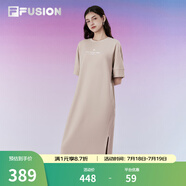 FILA FUSION斐樂潮牌女子針織連衣裙夏新款時(shí)尚休閑寬松裙子 羽毛灰-GY S