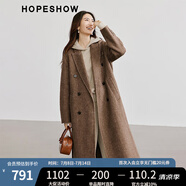 紅袖氣質(zhì)綿羊毛呢外套冬季2024新款女裝H型槍駁領(lǐng)復(fù)古顯瘦雙面呢大衣 拉格比褐033 M