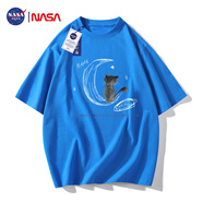 NASA GISS官方潮牌聯(lián)名純棉短袖男夏t恤潮流大碼寬松半袖 克萊因藍(lán) M 