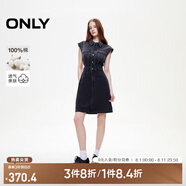 ONLY2025春季新款純棉收腰無袖翻領(lǐng)短裙牛仔連衣裙女|125142031 J09深牛仔灰色 2XL