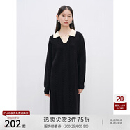 自巧小個子灰色polo針織連衣裙女秋冬2024新款韓系長袖寬松毛衣裙 黑白拼 S (3碼)