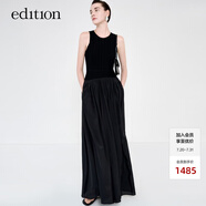 edition連衣裙女新款拼接無袖收腰背心氣質(zhì)公主裙 黑色 M