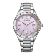 Citizen 女式 EcoDrive 銀色不銹鋼 紫色表盤
