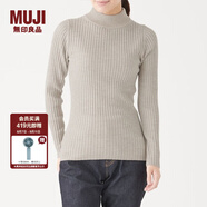 無印良品MUJI 女式  寬羅紋 半高領毛衣 長袖針織衫 燕麥色 S