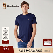 Hush Puppies暇步士男裝夏季男士純色圓領(lǐng)短袖T恤 深藍(lán)-085 3XL