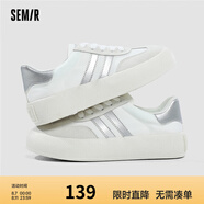 Semir官方正品德訓(xùn)鞋男2024新款男鞋百搭情侶小白鞋潮流板鞋 白灰【布面/厚底款】 35