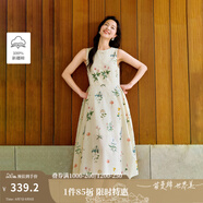 茵曼植物碎花女裝無(wú)袖連衣裙浪漫度假風(fēng)寬松2025夏季新品花苞長(cháng)裙子 杏色【好評返現】 M