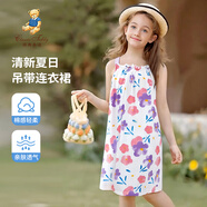 Classic Teddy兒童連衣裙女童無(wú)袖背心裙中大童純棉吊帶裙碎花沙灘裙 羅蘭 140 