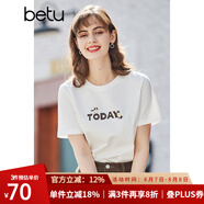 betu百圖女裝春裝新款寬松韓版卡通印花短袖T恤ins潮JD2102T08 白色 S