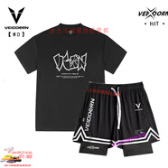 維動(dòng)（VEIDOORN）新款美式籃球短褲男女三分不過(guò)膝夏季假兩件速干跑步訓練運動(dòng)短褲 VD防守短袖黑色+黑色假兩件 XL XL （115-130斤）