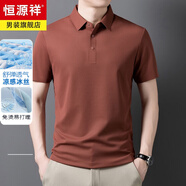 恒源祥高端短袖T恤男士寬松冰絲上衣服男裝休閑涼感polo衫2025夏季衛(wèi)衣 BLGC5705珊瑚紅 2XL 180 推薦150-165斤