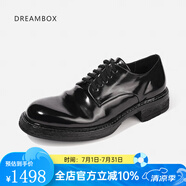 dreambox鈞博vibram高端馬臀皮休閑皮鞋手工固特異皮底男士德比鞋 黑色亮面 40