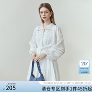 范思藍恩23FS11337白色蕾絲拼接連衣裙女春秋新款溫柔風a字裙 白色 XS