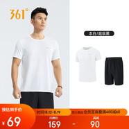 361°跑步運動套裝男休閑健身寬松短袖短褲夏季男兩件套652414001H-1