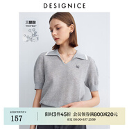 迪賽尼斯（DESIGNICE）2024年夏季新款醋酸通勤風(fēng)氣質(zhì)POLO領(lǐng)薄款短袖毛針織衫女 灰色 S