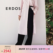 ERDOS【精紡羊毛斜紋直筒褲】25春夏新品可調節(jié)皮袢寬松長褲女休閑褲 黑 S 160/64A
