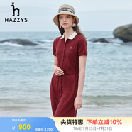 哈吉斯（HAZZYS）女裝 夏季款女士薄款收腰雅致大方Polo領(lǐng)連衣裙AQWSE03BF01 酒紅色WN M (160/84A 38)