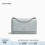 Calvin Klein【七夕禮物】單肩包荔枝紋包包金屬搭扣鏈條CK女包斜挎包DH2806 PC6-灰藍色 OS