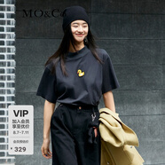 MO&Co.冬季卡通刺繡小黃鴨高領(lǐng)T恤 摩安珂萌寵部落moco 古堡灰色 S