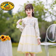 G.duck公主裙女童禮服2025秋裝新款洋氣兒童春秋連衣裙童裝大童秋款裙子 2217長(cháng)袖黃色 130 cm