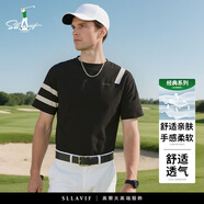 薩拉維夫（SLLAVIF）純棉T恤男夏季痞帥短袖潮流短袖衣服帥氣休閑百搭潮牌ins體恤男 黑色 M 建議110斤內(nèi)
