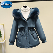 A 21 FUNB派克服女2025新款加絨加厚棉襖秋冬女裝小個(gè)子棉衣棉服外套季 深藍色 M 110斤以下