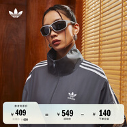 adidas情侶款復(fù)古風(fēng)梭織立領(lǐng)夾克外套男女阿迪達斯官方三葉草 深灰 3XL