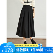 熙世界灰色百褶半身裙子女秋2025新款高腰顯瘦垂感a字西裝半裙 加厚 黑色-不配腰帶 2XL